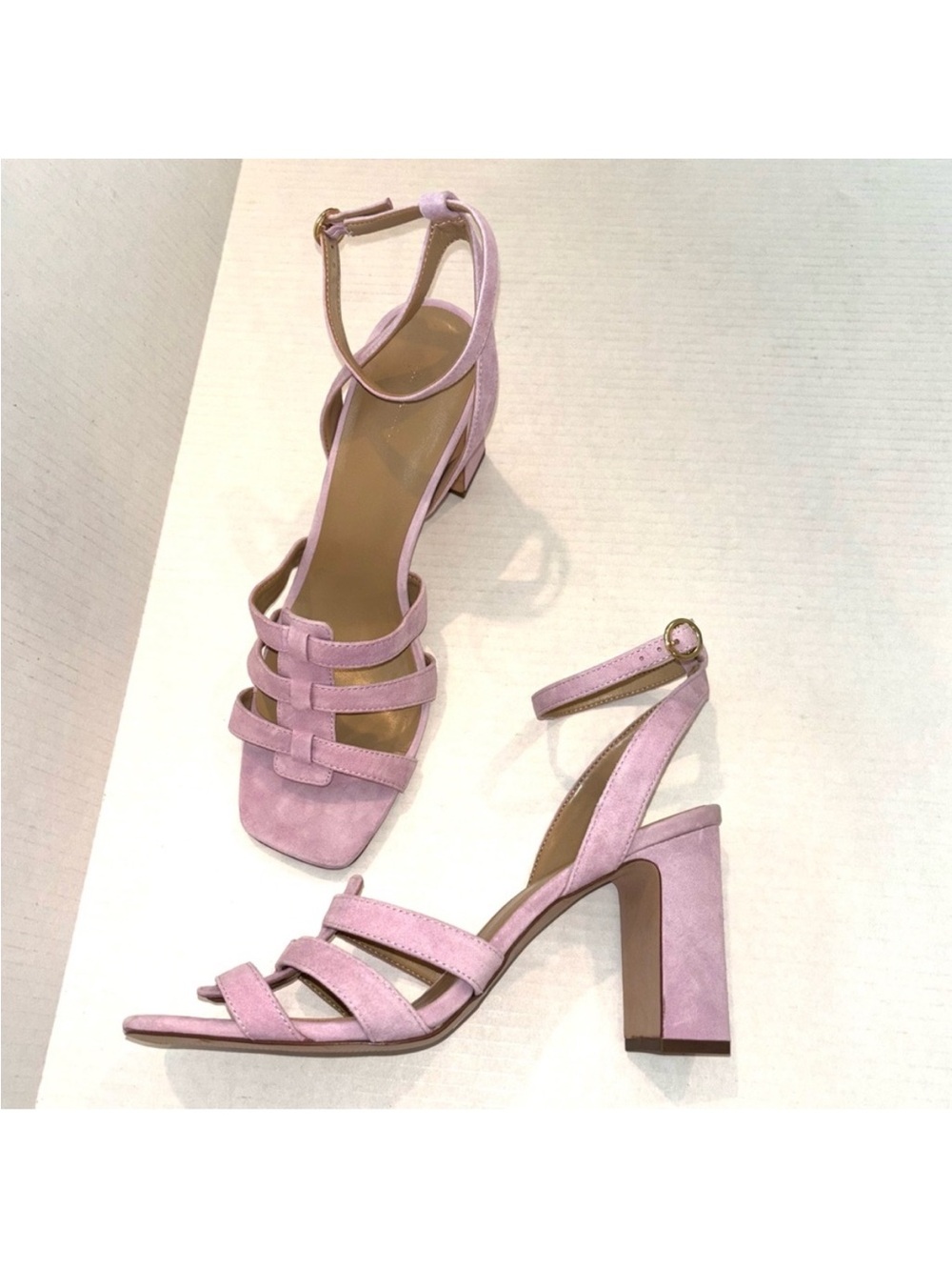 Ann Taylor Annetta Suede Huarache block heel sandals Light Purple size 11 NEW